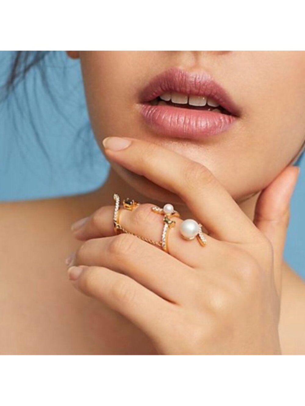 *RARE*💎 Anthropologie Pearl Galaxies Chain Ring | Size 7 | NWOT